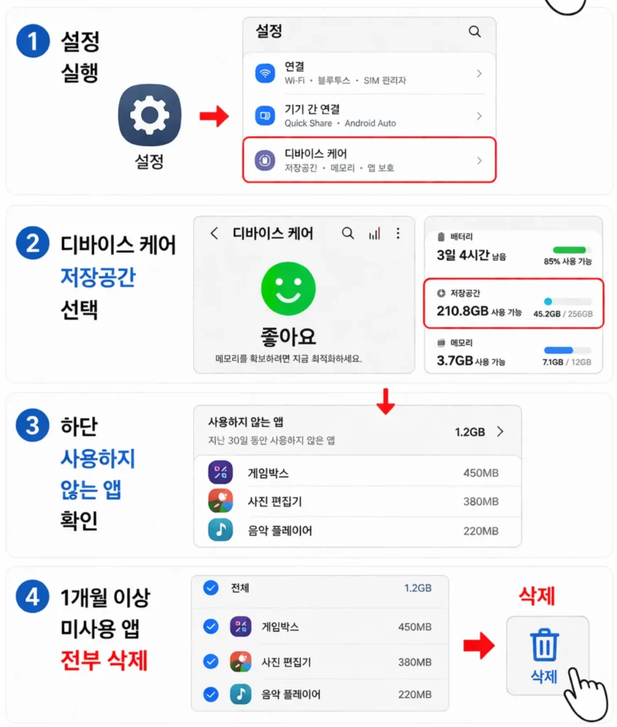 안쓰는 앱 삭제